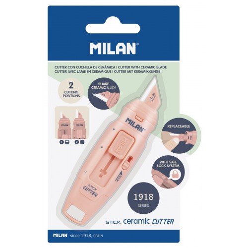 "Milan"   Нож канцелярский 1918 series   8 шт. розовый 6010108P