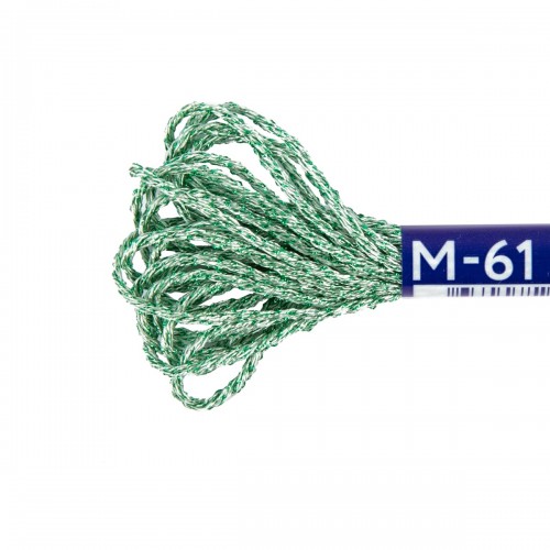 Нитки для вышивания "Gamma"   мулине NM   металлик   100\% полиэстер   12 x  6 м M-61 белый/зеленый