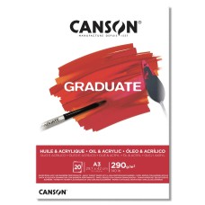 "Canson"   Альбом для акрила и масла "Graduate"   290 г/м2  A3   27.9 х  42 см  склейка с одной стороны   в полиэтиленовой пленке   20 л. C400110381