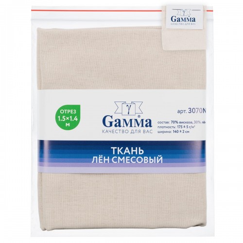 Ткань 3070N   Лен смесовый   ФАСОВКА   175 г/кв.м ± 5 г/кв.м  150 х  140 см  70\% вискоза, 30\% лён №098 св.бежевый