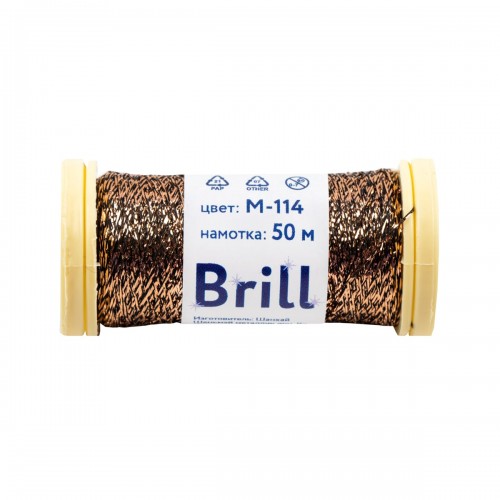 Нитки для вышивания "Gamma"   "Brill" мулине М   металлик   100\% полиэстер   5 x  50 м M-114 черный/под золото