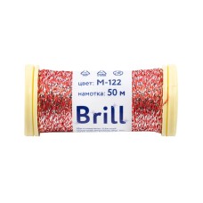 Нитки для вышивания "Gamma"   "Brill" мулине М   металлик   100\% полиэстер   5 x  50 м M-122 серебристый/красный