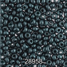 Бисер Чехия круглый 4   10/0   2.3 мм  500 г 28958 (Ф319) т.зеленый