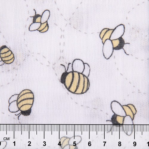 Ткань "PEPPY"   Ткань муслиновая   ФАСОВКА   EMBRACE   100\% хлопок   100 х  125 см  Shannon Fabrics bees-a-buzz banana