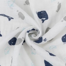 Ткань "PEPPY"   Ткань муслиновая   ФАСОВКА   EMBRACE   100\% хлопок   100 х  125 см  Shannon Fabrics whales cobalt