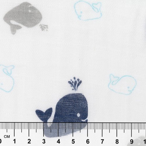 Ткань "PEPPY"   Ткань муслиновая   ФАСОВКА   EMBRACE   100\% хлопок   100 х  125 см  Shannon Fabrics whales cobalt