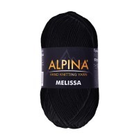 Пряжа ALPINA "MELISSA"   95\% вискоза, 5\% кашемир   10 шт. х  50 г  125 м ± 6 м №02 ЧЕРНЫЙ
