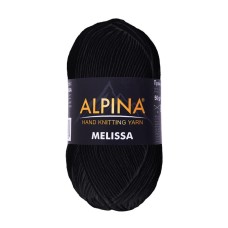 Пряжа ALPINA "MELISSA"   95\% вискоза, 5\% кашемир   10 шт. х  50 г  125 м ± 6 м №02 ЧЕРНЫЙ