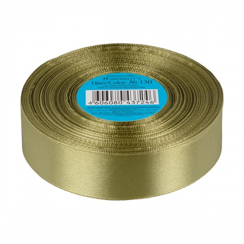Лента атласная 25 мм ( 1 ")  "Gamma"   33 м ± 2 м №130 хаки
