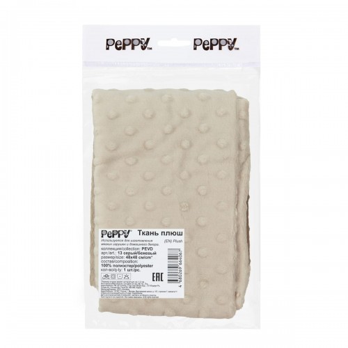 "PEPPY"   Плюш   PEVD   ФАСОВКА   48 x 48 см  309 г/кв.м ± 5   100\% полиэстер 13 серый/бежевый
