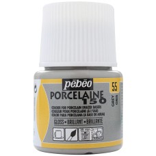 "PEBEO"   Краска по фарфору и керамике под обжиг глянцевая Porcelaine 150   45 мл 024-055 серый
