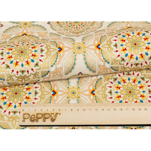 Ткань для пэчворка PEPPY   ИНДИЙСКОЕ САРИ   ФАСОВКА   50 x 55 см  146 г/кв.м ± 5   100\% хлопок ИС-03 кремовый