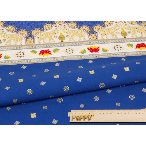 Ткань для пэчворка PEPPY   ИНДИЙСКОЕ САРИ   ФАСОВКА   60 x 110 см  146 г/кв.м ± 5   100\% хлопок ИС-02 Панель синий