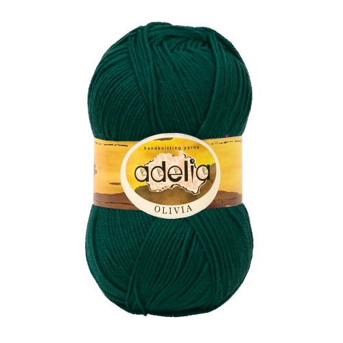 Пряжа ADELIA "OLIVIA"   60\% акрил, 40\% шерсть   5 шт. х  100 г  250 м ± 10 м №12 т.зеленый