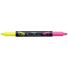 "Pentel"   Текстовыделители двухцветные Twin Checker   3.5 мм   перо скошенное   12 шт. SLW8-GP желтый-розовый