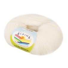 Пряжа ALPINA "LUCKY MOHAIR"   60\% кид мохер, 40\% акрил   10 шт. х  50 г  150 м ± 5 м №02 белый