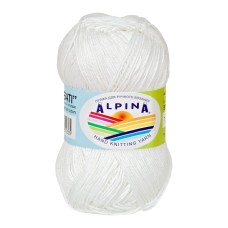 Пряжа ALPINA "SATI"   100\% мерсеризованный хлопок   10 шт. х  50 г  170 м ± 10 м №001 БЕЛЫЙ
