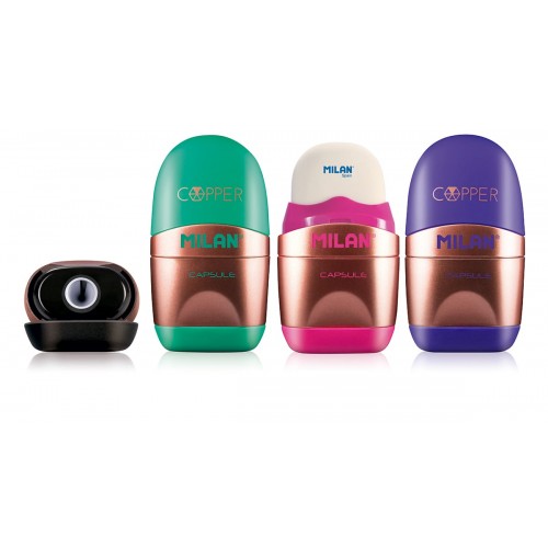 "Milan"   Ластик-точилка Capsule Cooper 1 отверстие   12 шт. ассорти 4717112
