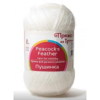 Пряжа из Троицка "Пушинка"   50\% шерсть, 50\% козий пух   10 шт. х  50 г  225 м №001 белый