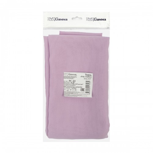 Ткань PC-02   Poly Chiffon   ФАСОВКА   84 г/кв.м ± 5 г/кв.м  150 х  147 см ± 5 см  100\% полиэстер №09 св.сиреневый