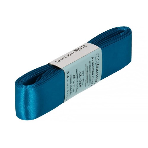 Лента атласная 25 мм ( 1 ")  "Gamma"   AL-25P   ФАСОВКА   5 x  5.4 м №074 ярко-голубой
