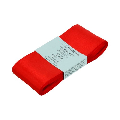 Лента атласная 50 мм ( 2 ")  "Gamma"   AL-50P   ФАСОВКА   5 x  5.4 м №104 т.красный