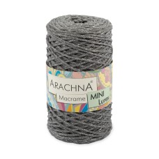 Пряжа ARACHNA "Macrame Mini Lurex"   75\% хлопок, 15\% полиэстер, 10\% люрекс   4 шт. х  250 г ± 10 г  200 м ± 20 м №17 серый-серебро