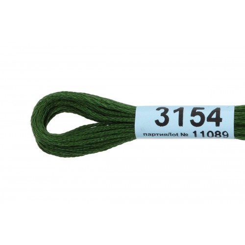Нитки для вышивания "Gamma"    мулине  ( 3071-3172 )  100\% хлопок   24 x  8 м №3154 зеленый-хаки