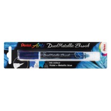 "Pentel"   Маркер-кисть с кнопкой подкачки чернил XGFH в блистере   1-10 мм   кисть XGFH-DVX фиолетовый+синий металлик