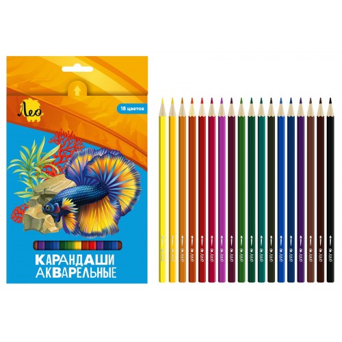 "Лео"   "Ярко"   LBSWP-18   Набор акварельных карандашей   заточенный   8 х  18 цв. .