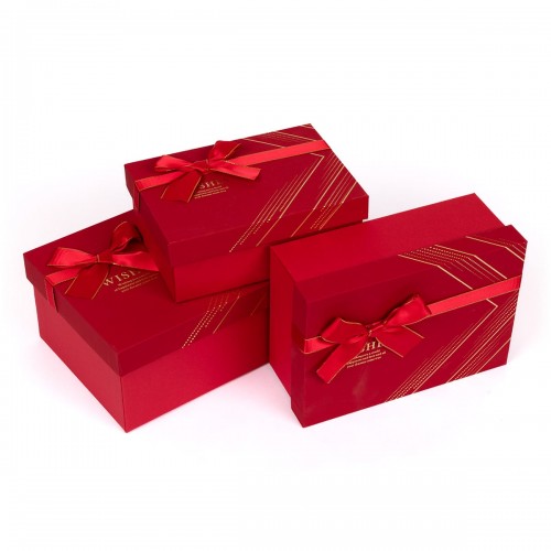 "Stilerra"   YBOX-R61-3   Набор подарочных коробок   3 в 1  17.5  х 12.5  х 6.5 -  22.5  х 16  х 9.5 см 01 красный