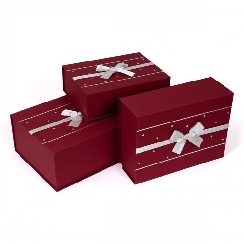 "Stilerra"   YBOX-R80-3   Набор подарочных коробок   3 в 1  25  х 18.5  х 8 -  31  х 22.5  х 12 см 02 бордовый