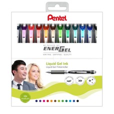 "Pentel"   Набор гелевых автоматич.ручек Pentel EnerGel BL77 в футляре, 0.7 мм, 12 цветов  d 0.7 мм  12 шт. BL77-12 цвет чернил: ассорти