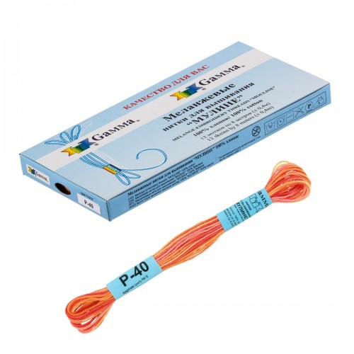 Нитки для вышивания "Gamma"   мулине   меланж   100\% хлопок   12 x  8 м Р-18 св.коричневый-бл.желтый