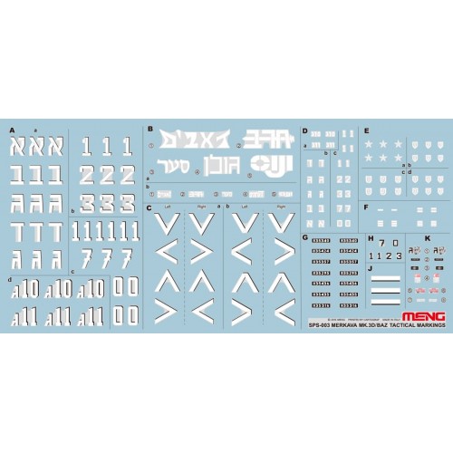 "MENG"   SPS-003   "маркировка танка" MERKAVA Mk.3D/BAZ Tactical Markings 1/35