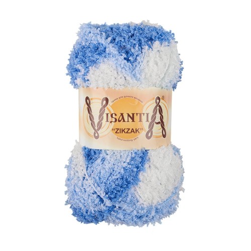 Пряжа VISANTIA "ZIKZAK"   100\% полиэстер   5 шт. х  100 г  100 м ± 3 м №1055 голубой-св.розовый-бл.сиреневый