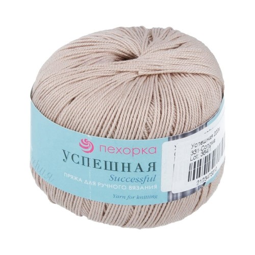 Пряжа Пехорская ПТ "Успешная"   100\% мерсеризованный хлопок   10 шт. х  50 г  220 м №026 василек