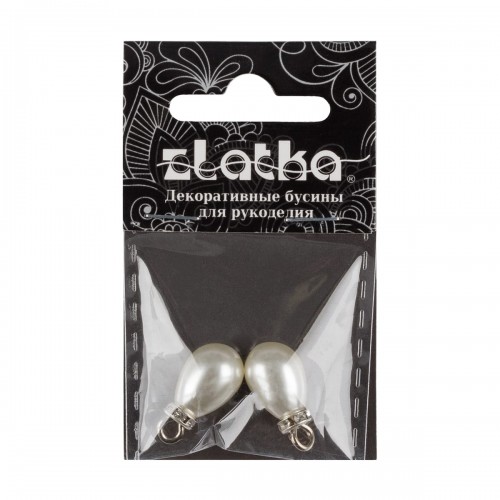 Бусина "Zlatka"   пластик   JJB-05   10 x 14 мм  5 х  2 шт №01 Жемчужный