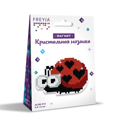 Кристальная (алмазная) мозаика  "ФРЕЯ" ALVM-013   магнит "Божья коровка" 8.5 х 6 см