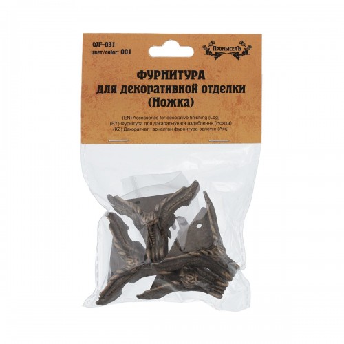 "Промысел"   WF-031   Фурнитура для декоративной отделки "ножка"   4.1х2.4 см  1 х №01 бронза