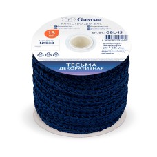 "Gamma"   тесьма декоративная "Булет"   GBL-15   13 мм  33 м ± 0.5 м №037 св.коричневый