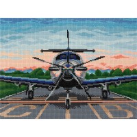 Кристальная (алмазная) мозаика  "ФРЕЯ" ALPD-103   на подрамнике "Самолет на закате" 40 х 30 см