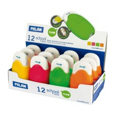 "Milan"   Ластик с защитной крышкой School 1012 Fluo   12 шт. CMMS1012