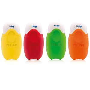 "Milan"   Ластик с защитной крышкой School 1012 Fluo   12 шт. CMMS1012