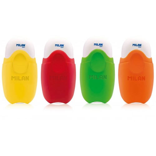 "Milan"   Ластик с защитной крышкой School 1012 Fluo   12 шт. CMMS1012