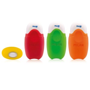 "Milan"   Ластик с защитной крышкой School 1012 Fluo   12 шт. CMMS1012