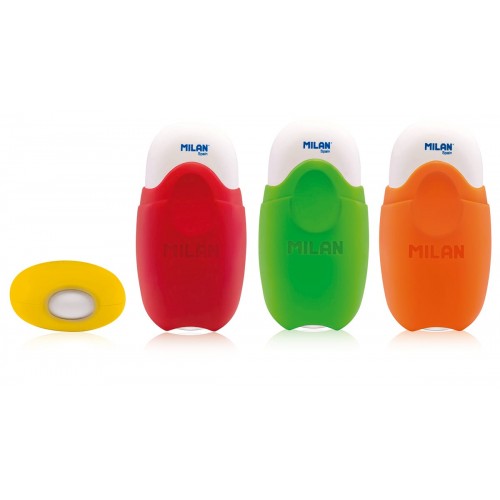 "Milan"   Ластик с защитной крышкой School 1012 Fluo   12 шт. CMMS1012