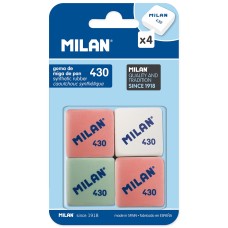 "Milan"   Набор 4 ластика 430 в блистере   2,8 х 2,8 х 1,3 см BMM9215