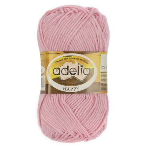 Пряжа ADELIA "HAPPY"   100\% акрил   10 шт. х  50 г  128 м ± 7 м №22 св. розовый