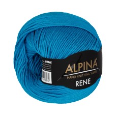 Пряжа ALPINA "RENE"   100\% мерсеризованный хлопок   10 шт. х  50 г  105 м ± 5 м №3844 т.голубой